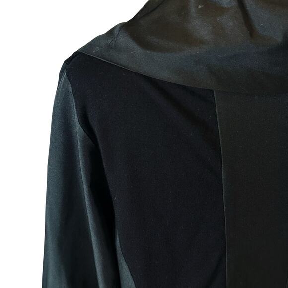 LUUKAA France Mixed Media Black Jacket Pleated Collar Stretch Size 4 Lagenlook - Picture 14 of 16